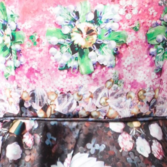 Mary Katrantzou Pompei Pink Floral Print Crew Neck Blouse Size: M (Orig. $1690) - Picture 7 of 8